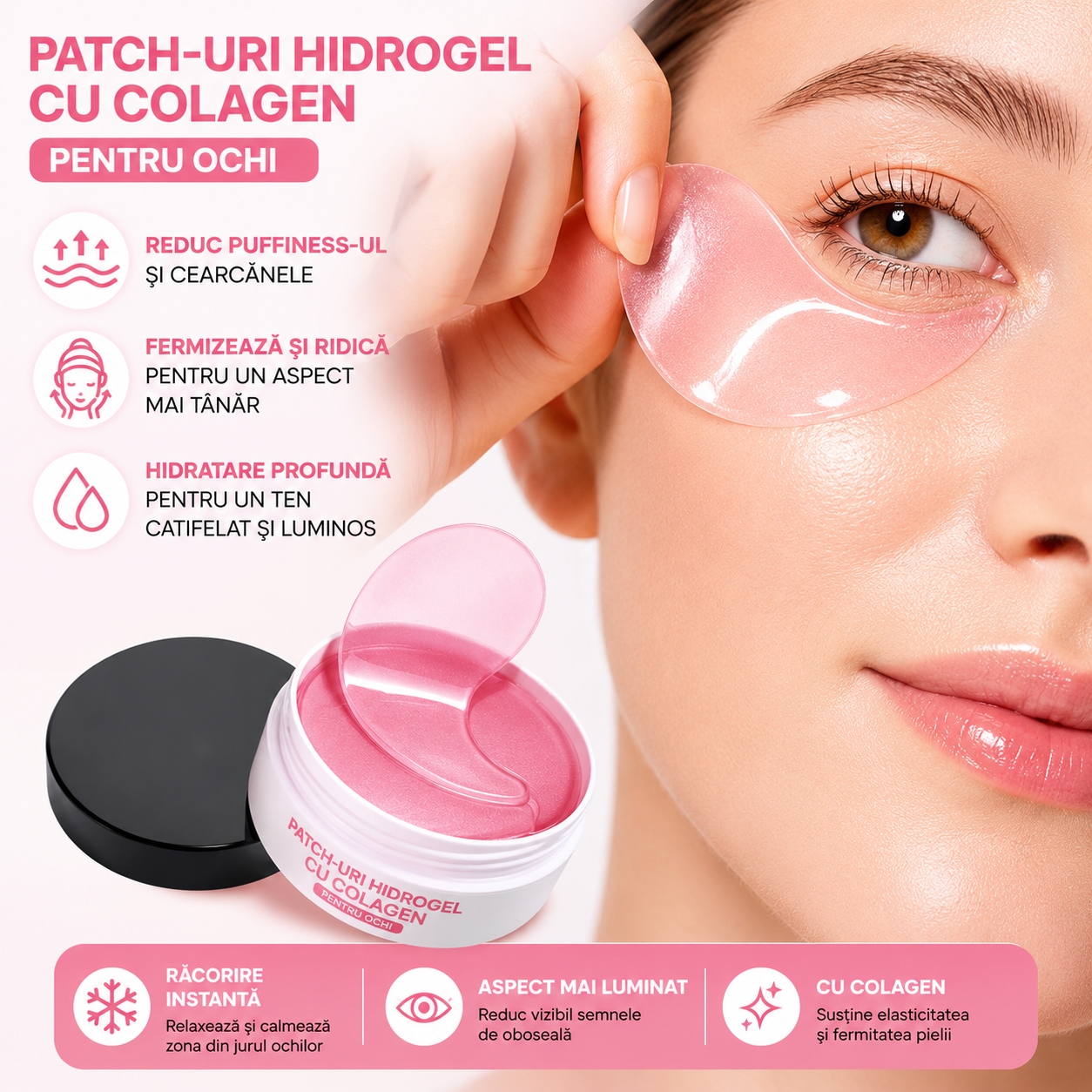 Patch-uri Premium cu Colagen pentru Ochi