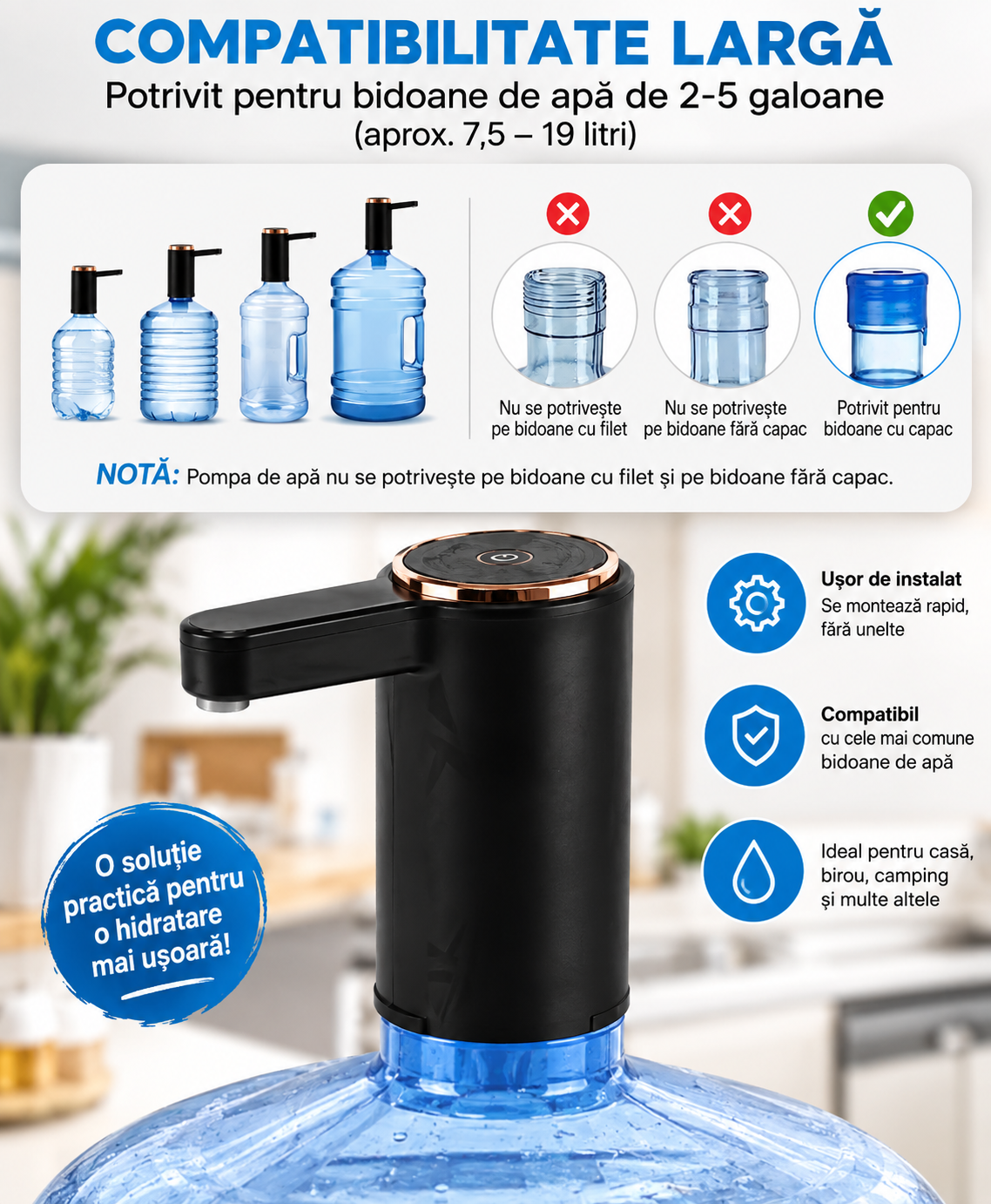 Dispenser Automat de Apă pentru Bidoane