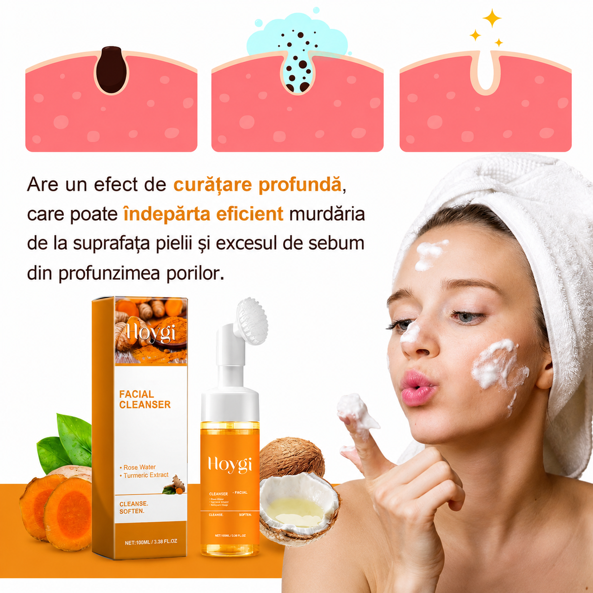 Spumă facială pentru curățarea și revitalizarea tenului