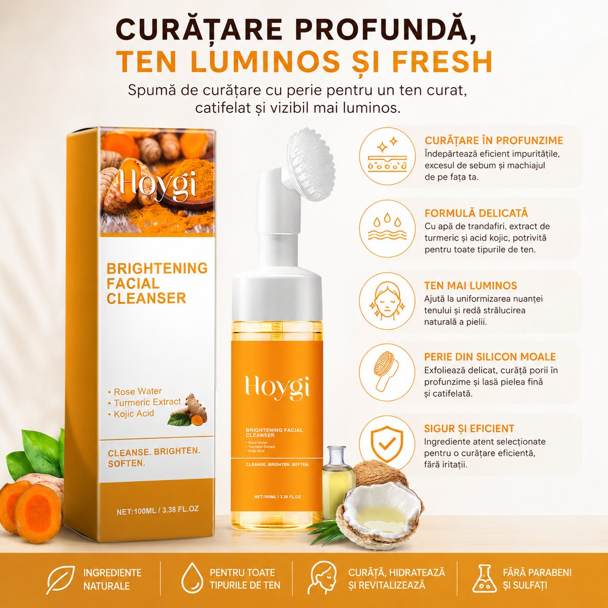 Spumă facială pentru curățarea și revitalizarea tenului